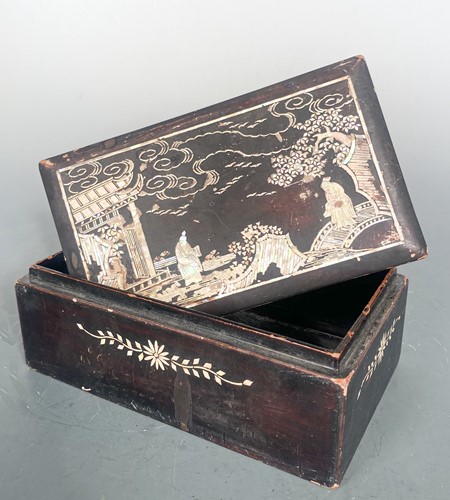 Lot 55 - A small Chinese or Ryukyu Islands lacquered wooden box and cover, 18th/19th century