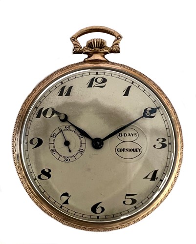Lot 326 - Cornioley, La Chaux-de-Fonds - A gold plated 8 day open faced pocket watch