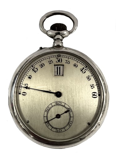 Lot 308 - Moderinsta, Genève - A flyback digital jump hour open faced pocket watch