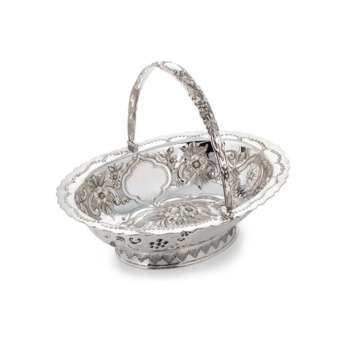 Lot 517 - A Victorian silver swing handled fruit basket