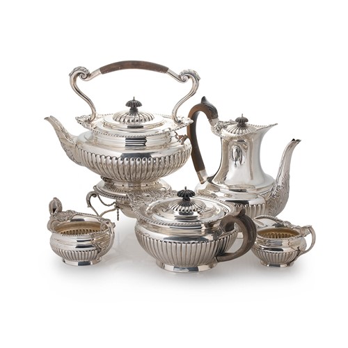 Lot 522 - A Victorian silver 4-piece tea and coffee set with an earlier addition