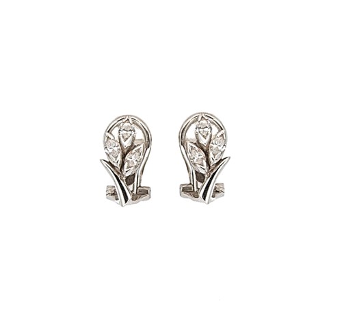 Lot 217 - A pair of 18ct gold marquise diamond ear studs