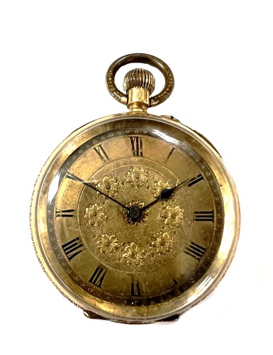 Lot 319 - Unsigned - A Swiss 18ct gold open faced pocket watch