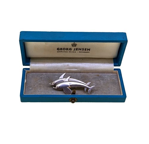 Lot 18 - Georg Jensen - A dolphin brooch