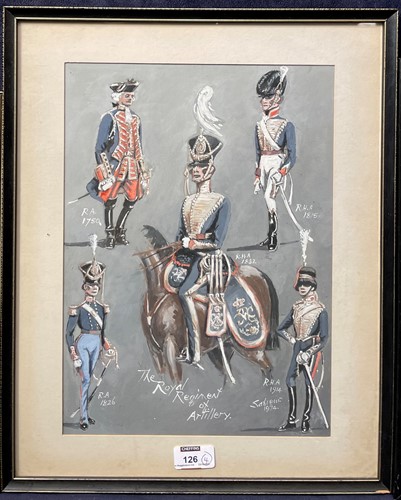 Lot 126 - Four pictures of military interest to include...