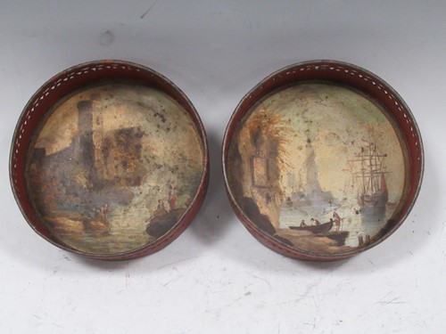 Lot 103 - A pair of toleware coasters, possibly...