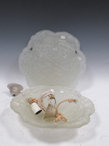 Lot 867 - A pair of Art Deco frosted glass plaffoniers...