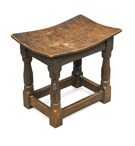 Lot 262 - Robert 'Mouseman' Thompson, a burr oak topped stool