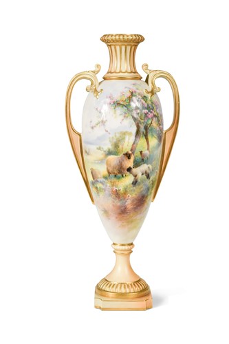 Lot 726 - A Royal Worcester two-handled vase, circa 1910
