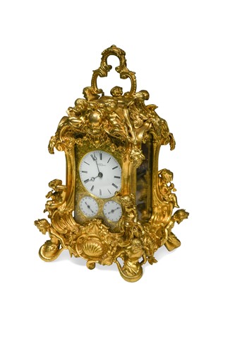 Lot 733 - A fine French ormolu sculptural case grande sonnerie carriage clock with repeat by Grohe