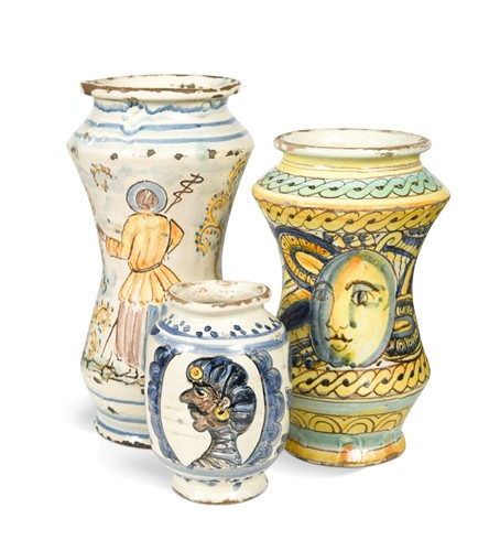 Lot 303 - A group of three Maiolica albarellos