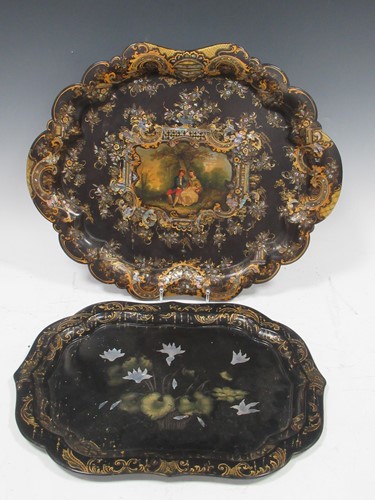 Lot 73 - two papier mache trays by Jennings and Bettridge