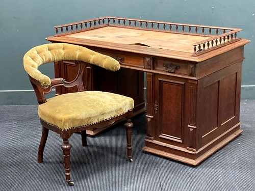 Lot 787 - A Dutch oak pedestal desk by Pander circa 1900,...