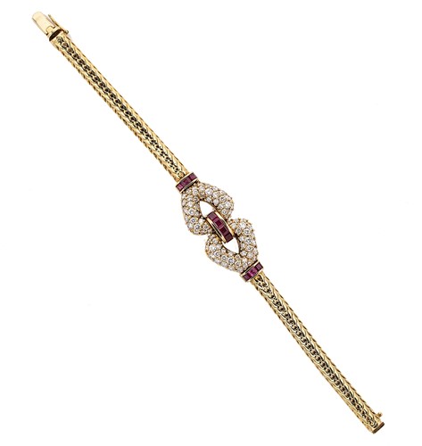 Lot 293 - Kutchinsky - A ruby and diamond bracelet