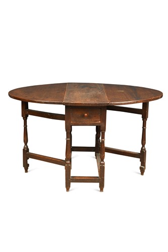 Lot 801 - An elm and oak gate leg table, early 18th century