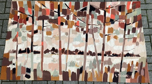 Lot 964 - An embroidered tapestry, depicting a distant...