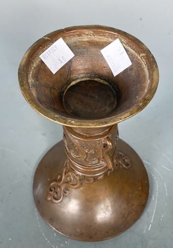 Lot 17 - A Chinese bronze Gu vase, circa 1900