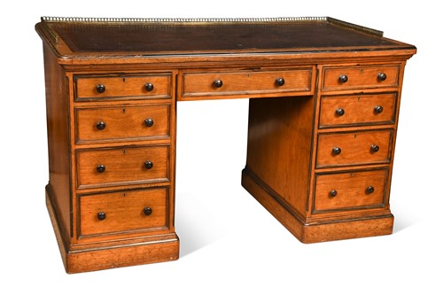 Lot 782 - A late Victorian pollard oak kneehole desk