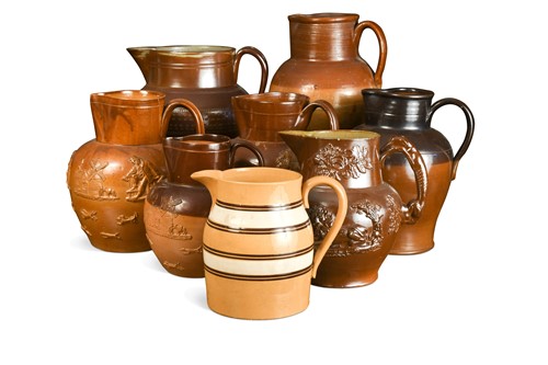 Lot 481 - A group of saltglazed stoneware jugs