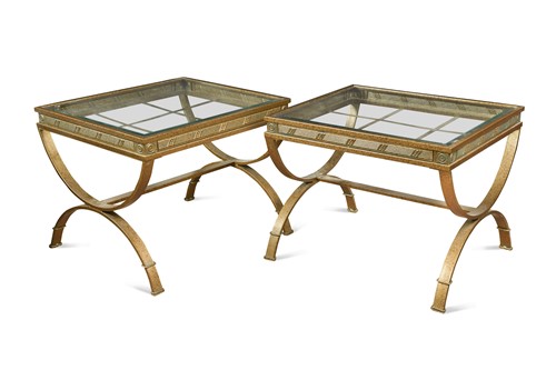 Lot 668 - A pair of Empire style gilt metal occasional tables, late 20th century
