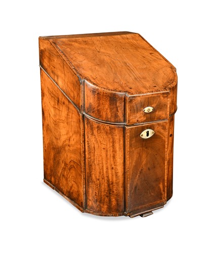 Lot 584 - A George III mahogany knife box