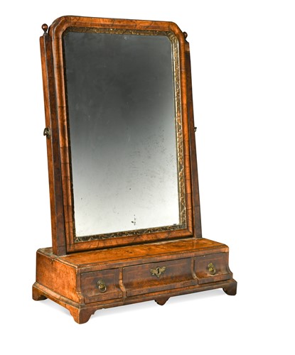 Lot 566 - A George II walnut toilet mirror