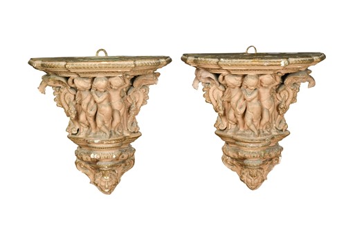 Lot 794 - A pair of Victorian plaster wall brackets