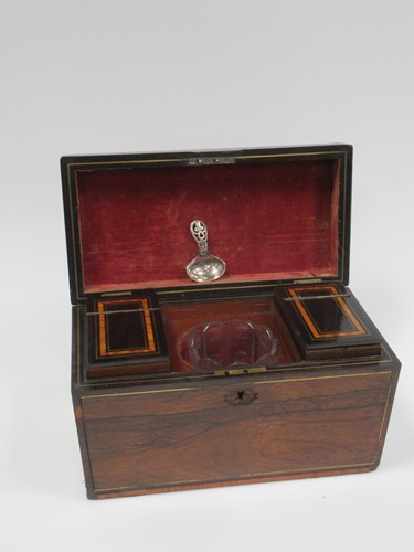 Lot 92 - A Regency rosewood and brass banded...