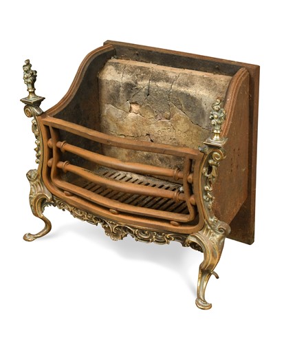 Lot 636 - A cast iron and brass fire basket, 19th century