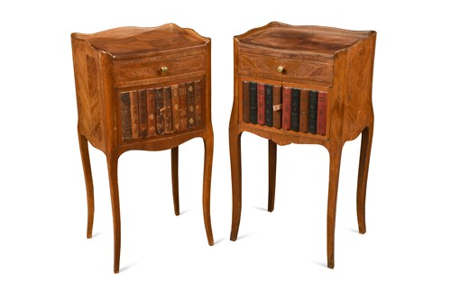 Lot 735 - A pair of French kingwood bedside cabinets, early 20th century