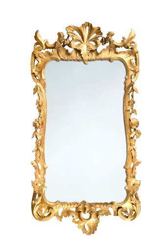 Lot 554 - A carved giltwood wall mirror, 18th century