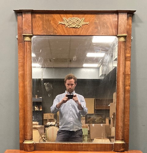 Lot 869 - A mahogany and brass Empire style wall mirror, 19th century
