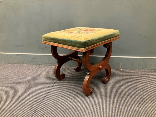 Lot 801 - A Victorian mahogany X framed stool 46 x 47 x...