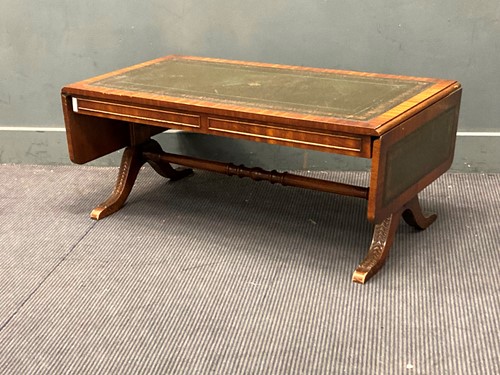 Lot 799 - A leather top mahogany low table in the...