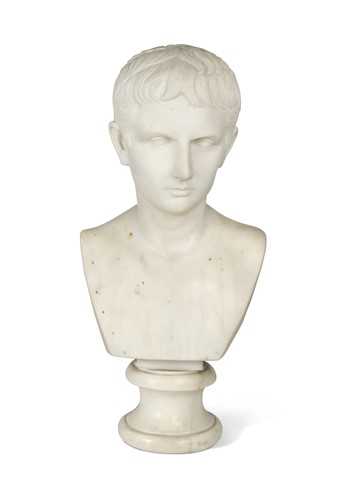 Lot 685 - A Grand Tour marble bust of the young Octavius, 19th century