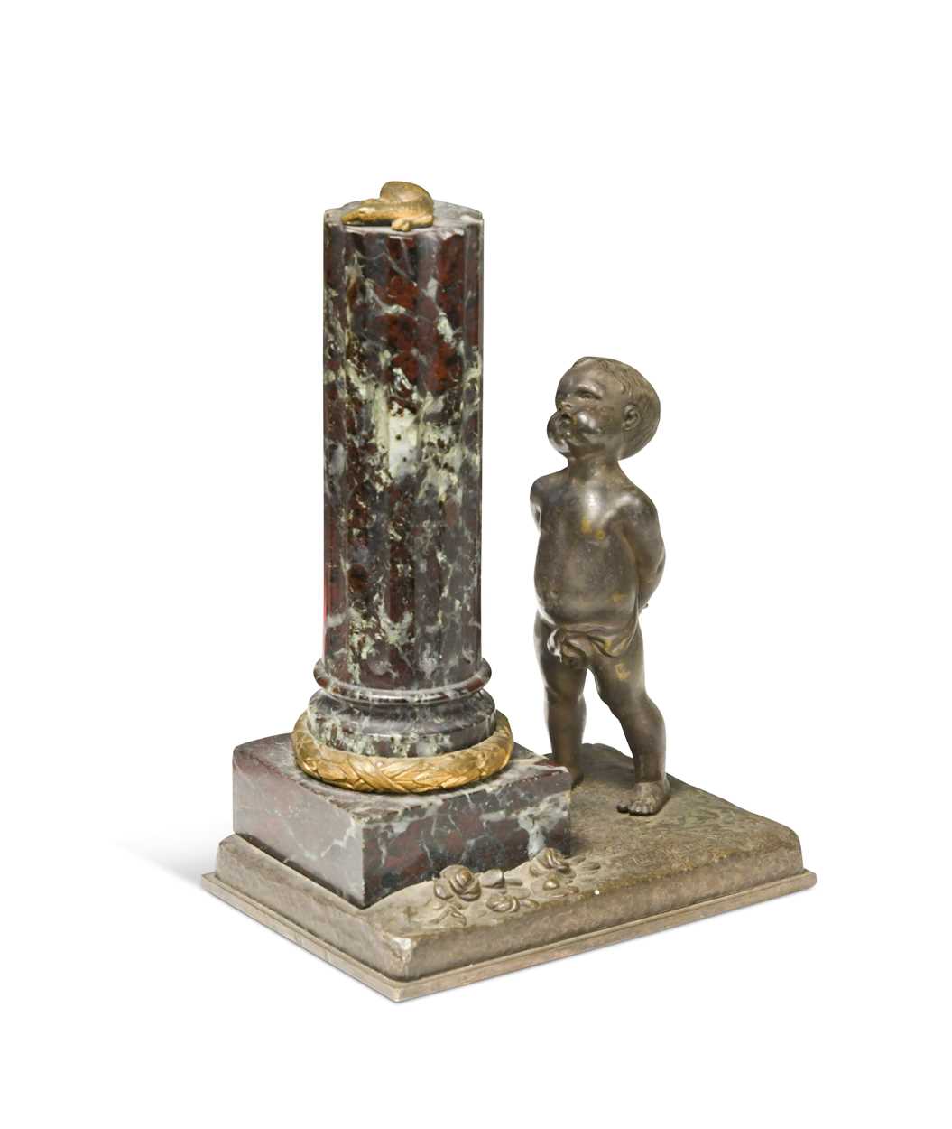 Lot 672 - Louis Kley (1833-1911), a small bronze and marble figure group
