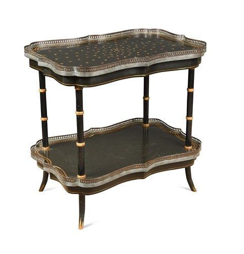 Lot 854 - A Regency style ebonised two tier occasional table