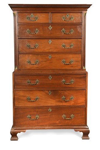 Lot 577 - A George III mahogany chest-on-chest