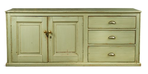 Lot 512 - A late Victorian green painted pine kitchen dresser base