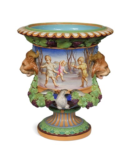Lot 798 - A Minton majolica two-handled jardinière, circa 1856