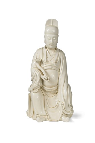 Lot 39 - A Chinese Dehua figure of Wenchang, Daoist God of Literature, early 20th century