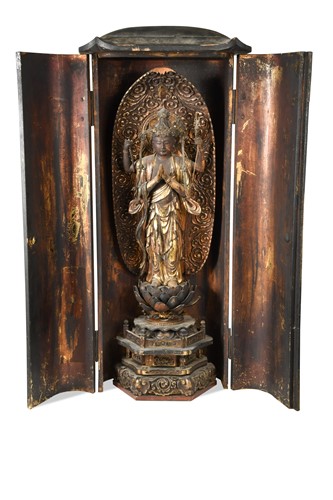 Lot 98 - A Japanese lacquered and gilt portable shrine, zushi, 18th/19th century