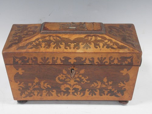 Lot 111 - A Victorian rosewood and satinwood marquetry...