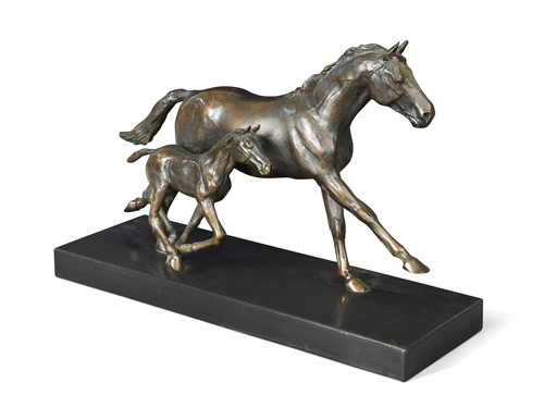 Lot 654 - Barry Foley (Contemporary), a bronze model of a mare and foal