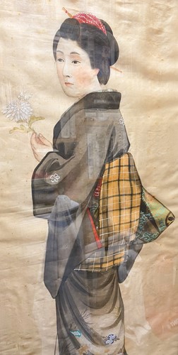 Lot 103 - Four Japanese paintings on silk, circa 1900