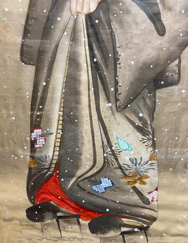 Lot 103 - Four Japanese paintings on silk, circa 1900
