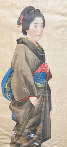 Lot 103 - Four Japanese paintings on silk, circa 1900