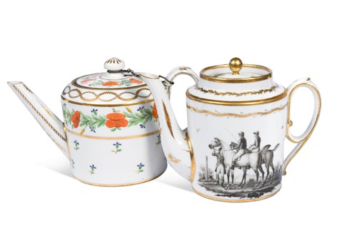 Lot 471 - Two Paris porcelain teapots and covers, circa 1810