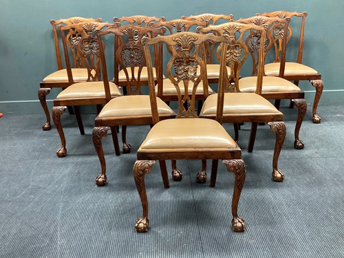Lot 838 - A set of ten George III style dining chairs,...