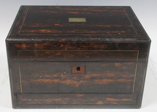 Lot 79 - A 19th century coromandel sewing box with two...